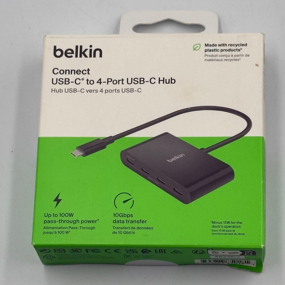 Belkin Connect USB-C to 4-Port USB-C Hub New In Box OPEN BOX